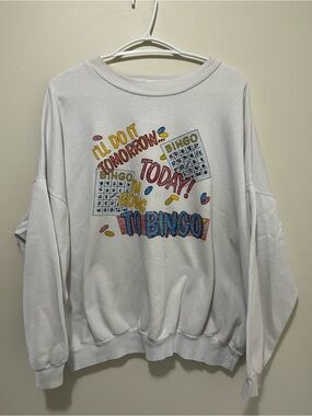 White Graphic Sweatshirt - Bingo Today